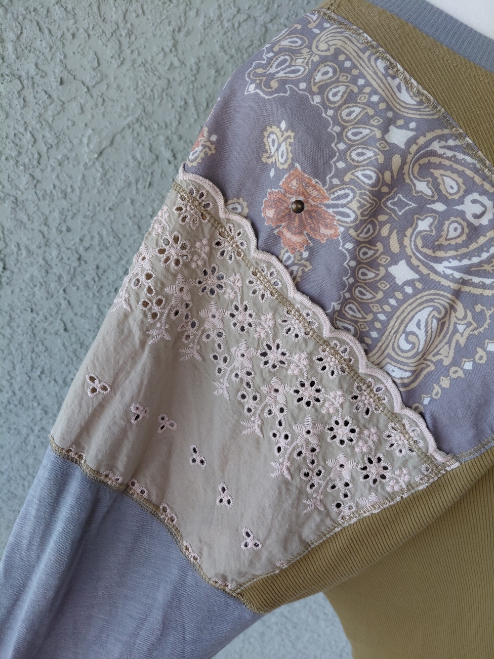 Free People Feelin It Embroidered Top Paisley Patchwork - Picture 5 of 10
